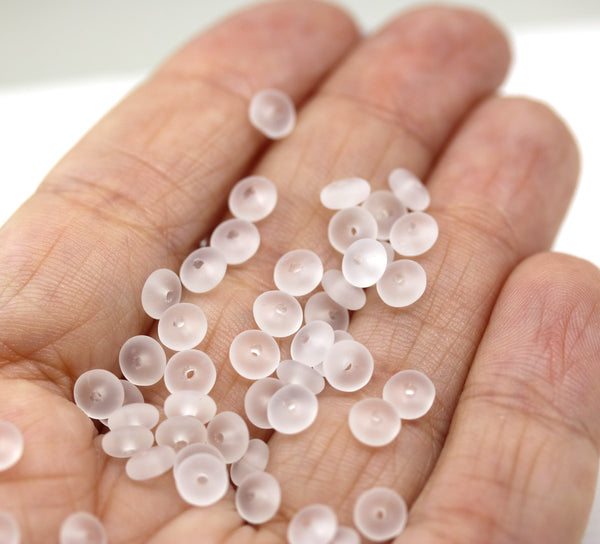 5mm Frosted glass czech rondelle spacer beads 50pc