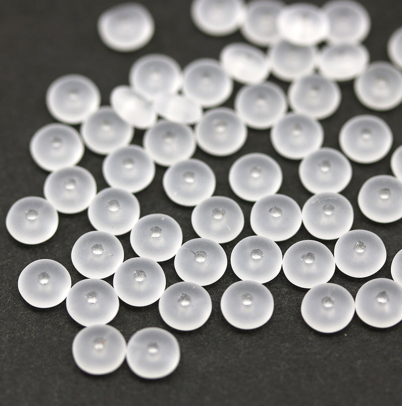 5mm Frosted glass czech rondelle spacer beads 50pc