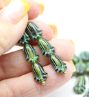 12x8mm Dark green tulip Czech glass beads