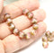 6mm Beige pink cathedral beads Czech glass picasso ends 20Pc