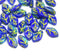 12x7mm French blue leaf beads, yellow inlays 30pc