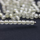 4mm Clear silver wash czech glass beads round druk spacers