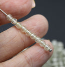 4mm Clear silver wash czech glass beads round druk spacers