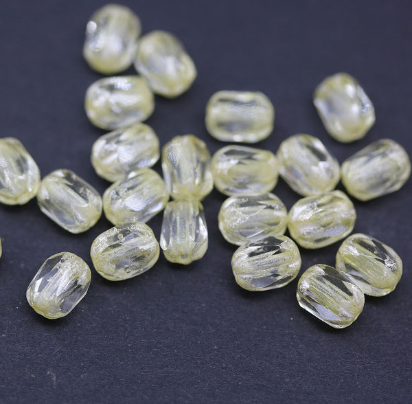 6x4mm Pale yellow rice czech glass fire polished beads