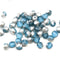 4mm Frosted blue silver Czech glass fire polished round beads 50pc