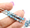 4mm Frosted blue silver Czech glass fire polished round beads 50pc