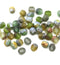 4mm Frosted olive green mix Czech glass fire polished round beads 50pc