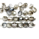 6mm Black diamond fire polished round czech glass beads, 30Pc