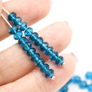 3x5mm Dark Capri blue rondelle czech glass beads 40pc