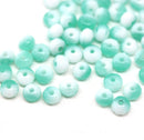 3x5mm Mint green white rondelle czech glass beads 50pc