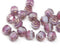 6mm Pink white cathedral Czech glass round beads - 20Pc