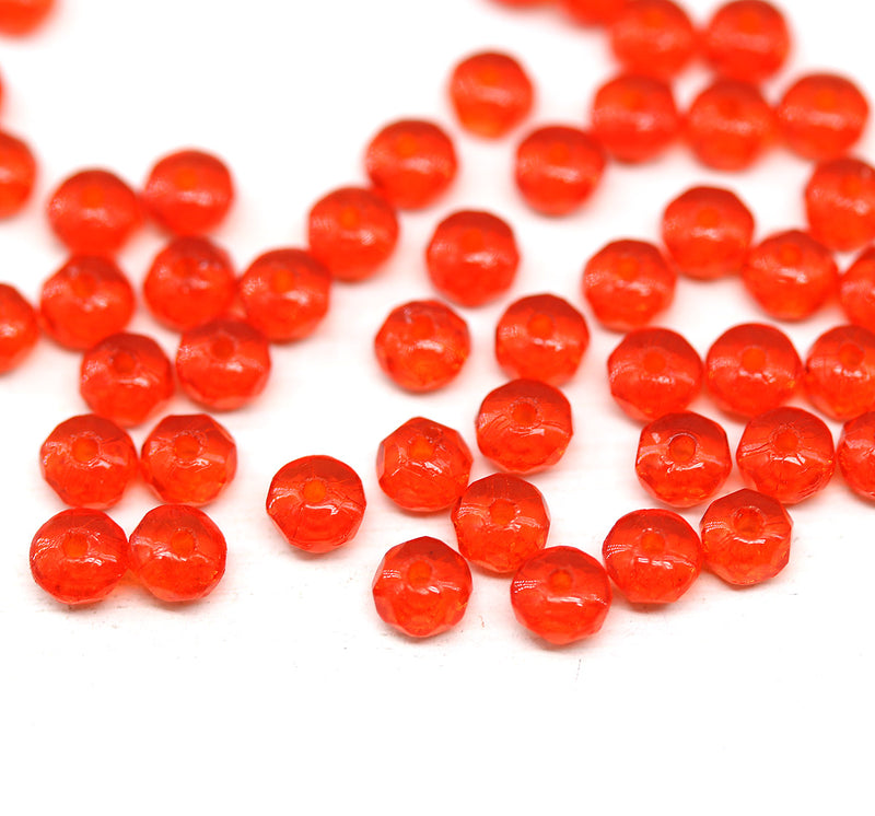 2x3mm Dark orange rondelle tiny czech glass spacers, 50Pc