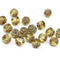 6mm Light yellow Cathedral Czech Glass beads fire polished picasso ends - 20Pc