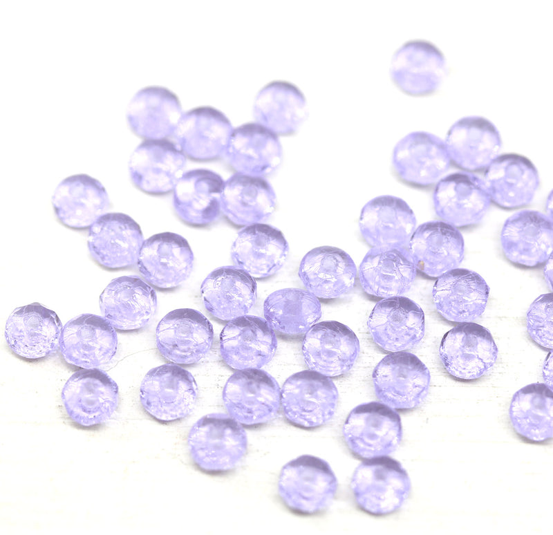 2x3mm Lilac rondelle tiny czech glass spacers, 50Pc