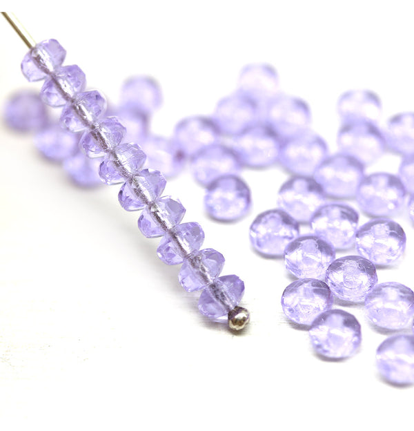 2x3mm Lilac rondelle tiny czech glass spacers, 50Pc
