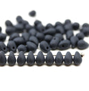 4x6mm Tiny black frosted teardrops Czech glass beads - 50pc