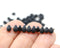 4x6mm Tiny black frosted teardrops Czech glass beads - 50pc