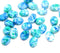 6x8mm Bright blue green drop beads Czech glass flower petals, 30pc