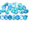 6x8mm Bright blue green drop beads Czech glass flower petals, 30pc