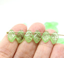 12x7mm Light green leaf Czech glass beads 30pc