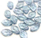 12x7mm Montana blue leaf Czech glass beads, luster 30pc