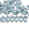 12x7mm Montana blue leaf Czech glass beads, luster 30pc