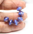 9mm Cornflower blue round cut baroque nugget beads copper luster 8Pc