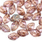 12x7mm Purple pink leaf Czech glass beads, copper inlays 30pc