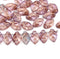 12x7mm Purple pink leaf Czech glass beads, copper inlays 30pc
