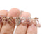 12x7mm Purple pink leaf Czech glass beads, copper inlays 30pc
