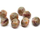 9mm Rustic pink round cut picasso baroque nugget beads 8Pc