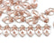 12x7mm Clear leaf Czech glass beads, rose gold inlays 30pc
