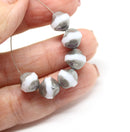 9mm White silver round cut baroque nugget beads 8Pc