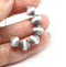 9mm White silver round cut baroque nugget beads 8Pc