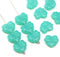 11x13mm Opal seafoam green maple leaf Czech glass beads 15pc