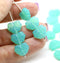 11x13mm Opal seafoam green maple leaf Czech glass beads 15pc