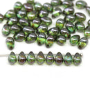 5x7mm Green picasso glass drops, czech teardrop beads 50pc