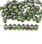 5x7mm Green picasso glass drops, czech teardrop beads 50pc