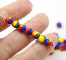 6mm Red yellow blue czech glass round druk beads 30pc