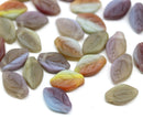 12x7mm Frosted glass autumn leaf Czech glass beads 30pc
