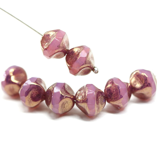 9mm Opal pink round cut copper luster baroque nugget beads 8Pc