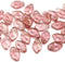 12x7mm Rose pink leaf Czech glass beads, luster 30pc