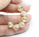 9mm Light yellow round cut silver wash AB finish baroque nugget beads 8Pc