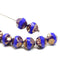 9mm French blue round cut copper luster baroque nugget beads 8Pc