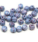 4mm Periwinkle blue melon shape glass beads, 40pc