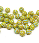 4mm Green melon shape glass beads, 40pc