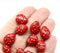 Extra Large Red Ladybug Czech glass beads 15pc