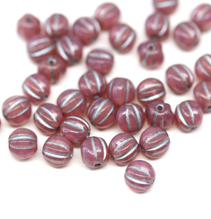 5mm Dark opal pink melon czech glass beads - 40Pc