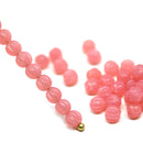 4mm Opal pink melon shape glass beads, 40pc