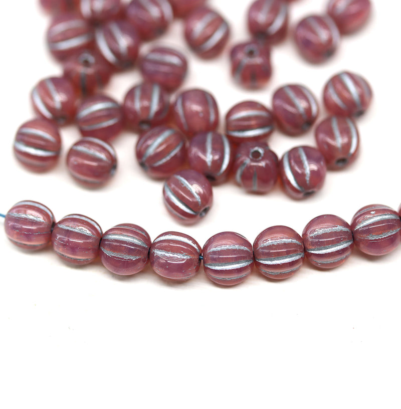 5mm Dark opal pink melon czech glass beads - 40Pc